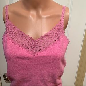 NAUTICA. Tank top/Camisole. Size XL. Pink. Lace trim around neck/sleevel…